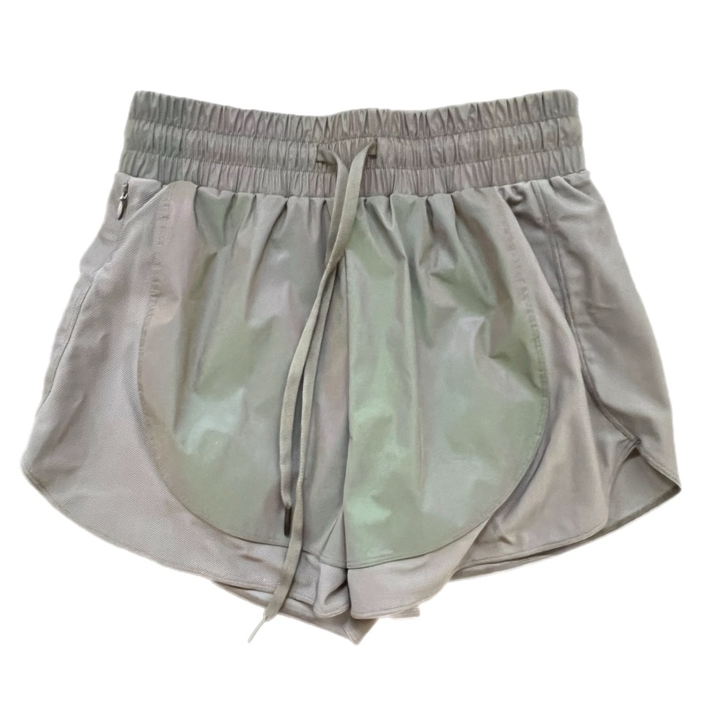 Curves N Combatboots Athletic Shorts Gray Iridescent Reflective Mesh Small